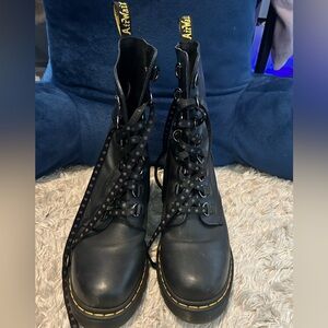 Dr Martens Chesney Leather Flare Heeled Boots